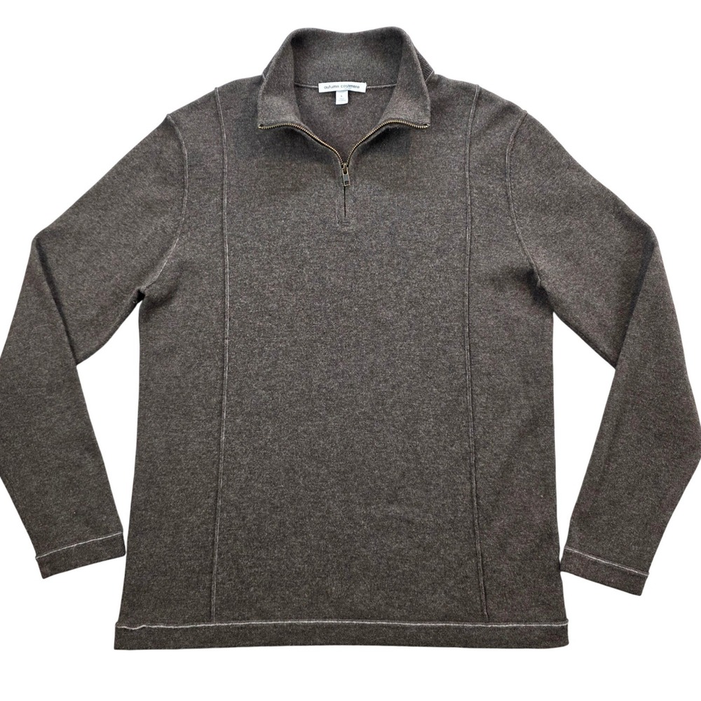 Autumn Cashmere Men's Brown Quarter-Zip 100% Cashmere Sweater